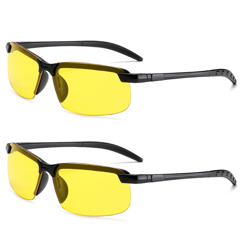Gafas de visión nocturna para hombre y mujer, lentes de ciclismo al aire libre, montura negra, gafas de noche para Conductor, gafas de , color amarillo: Morado