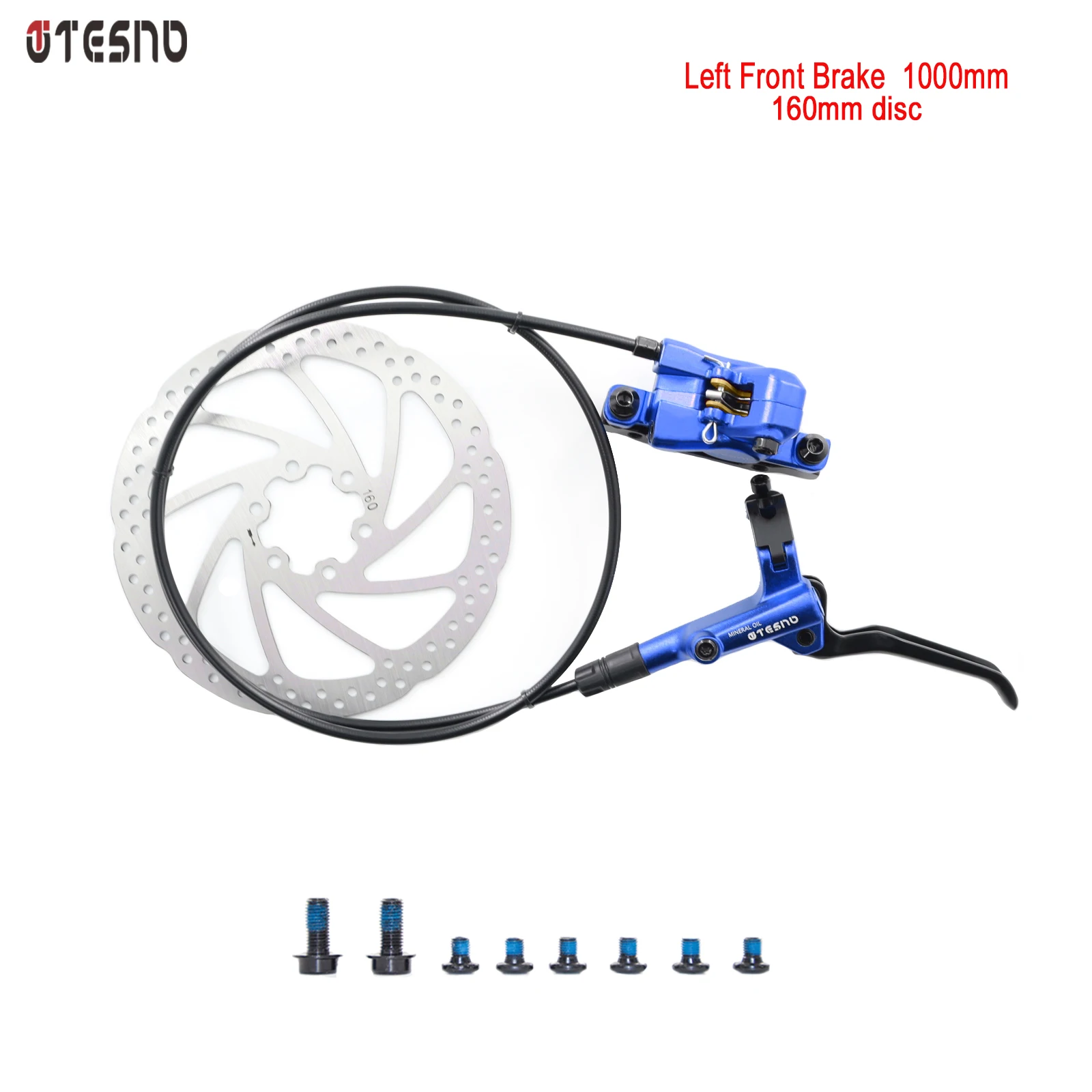 TESNO-freno de disco hidráulico para bicicleta de montaña, piezas de 2 pistones, accesorios de bicicleta, pinza de Rotor de 160mm, juego de frenos de aceite delanteros y traseros de 1000mm y 1800mm: Blanco