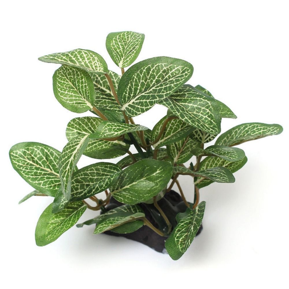 Dekorative Seide realistische Unterwasser für Aquarium Dekor grüne Schildkröte Glas Ornament Aquarium Pflanzen Ficus Baum künstliche Pflanzen: WHITE