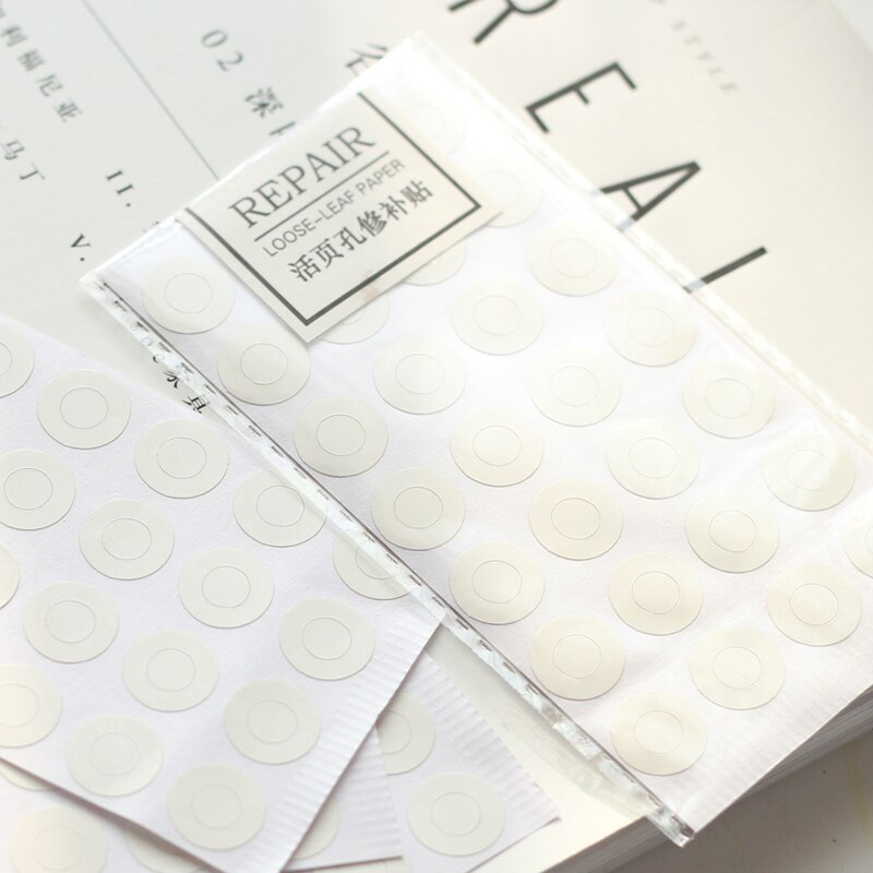 Yoofun 4 sheets/pack White&Transparent Loose-leaf hole repair sticker Binder Rings Hole Stickers Seal Stickers Paper Label