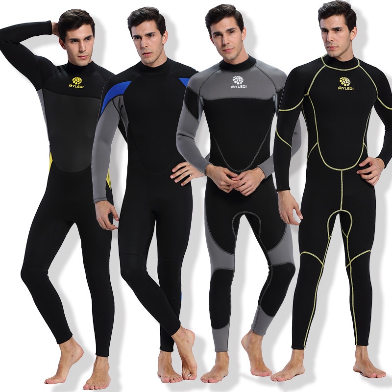 Men Diving Suit 3mm Neoprene Full Body Wetsuit Swimming Surfing Diving Snorkeling Suit Back Zip Jumpsuit Diving Suit