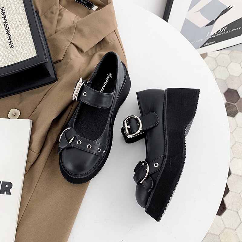 Zapatos coreanos informales Oxfords para mujer, zapatillas femeninas de punta redonda, boca poco profunda que combinan con todo, calzado plano negro para mujer, zuecos
