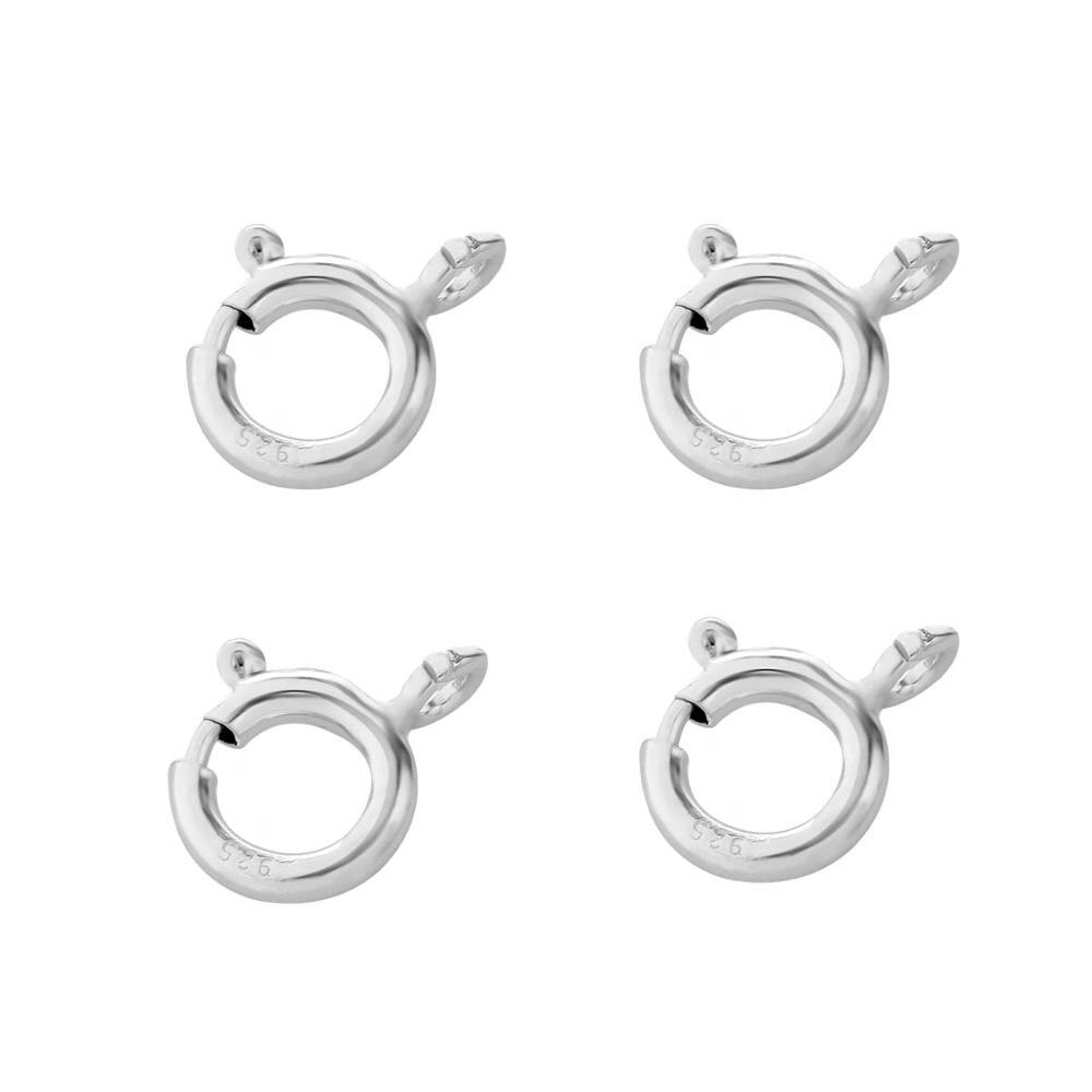 Lacoogh 5 stk 5/5.5/6/7/8mm s925 sølv o-ringe spænder fjederclips punge runde trykudløser karabinkroge til gør-det-selv smykker