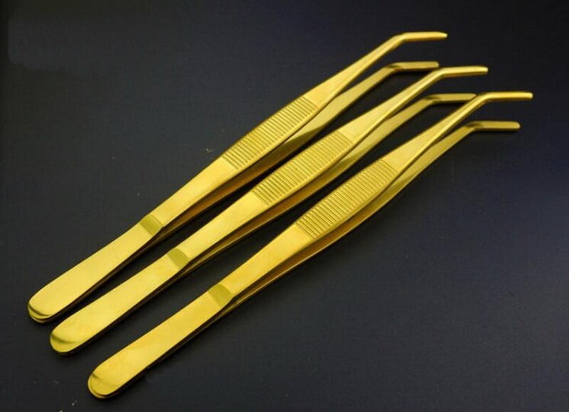 Pinzas de barra larga chapadas en oro de , pinzas decorativas para cóctel, soporte de herramientas, pinzas de hielo