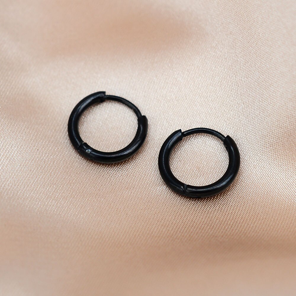 Stainless Steel Hoop Earrings Nose Ring Smooth Small Rounded Dainty Huggies Helix Daith Men Women Piercing Jewelry 18G: PURPLE / Rhodium Plated