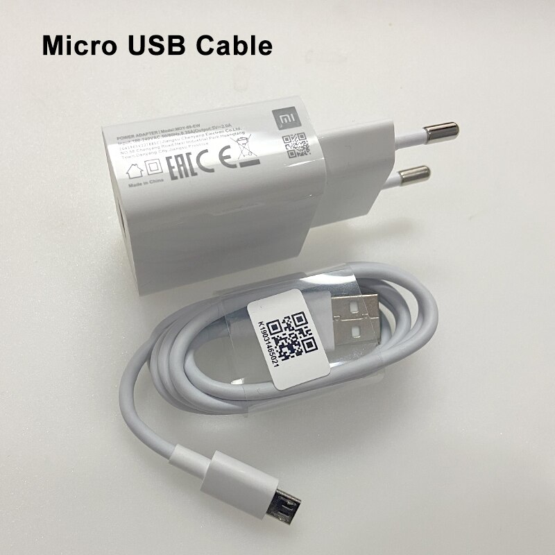 XIAOMI USB Charger 5V2A Adapter EU Plug Micro usb Type C Cable For Xiaomi mi 9 8 CC9 CC9e 9T A3 A2 A1 6 5 note 7 2 3 4 5 7A 6 6A: Add micro usb cable