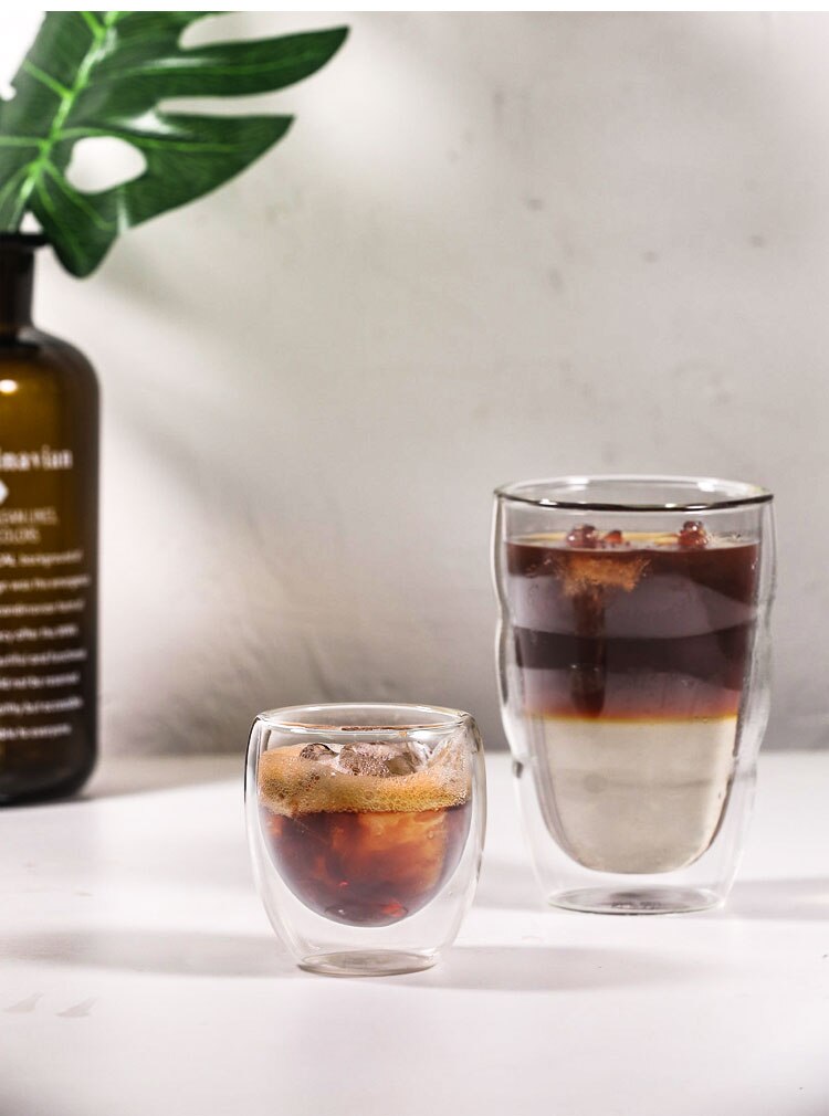 Borosilikatväggar kaffe/te/drycker glas kopp snapsglas - dubbelvägg isolerade latte glas espressokaffemuggar