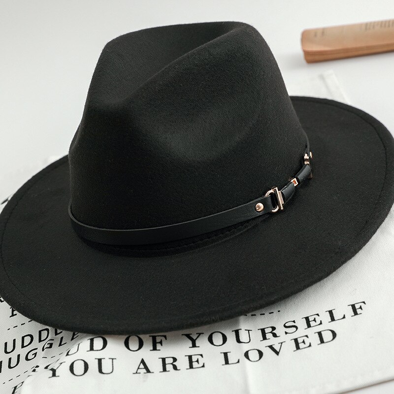 Leveä lierihattu fedora huopa aikuinen lempeä mies talvi klassinen keskipitkä nainen leveä vintage tyylikäs nainen hattu