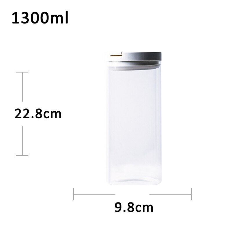 550/1000/1300 ml glas opbevaringsbeholdere til madopbevaring køkken opbevaringsbeholder boks slikflasker glas teglas forseglede dåser med låg: 1300 ml-  hvide
