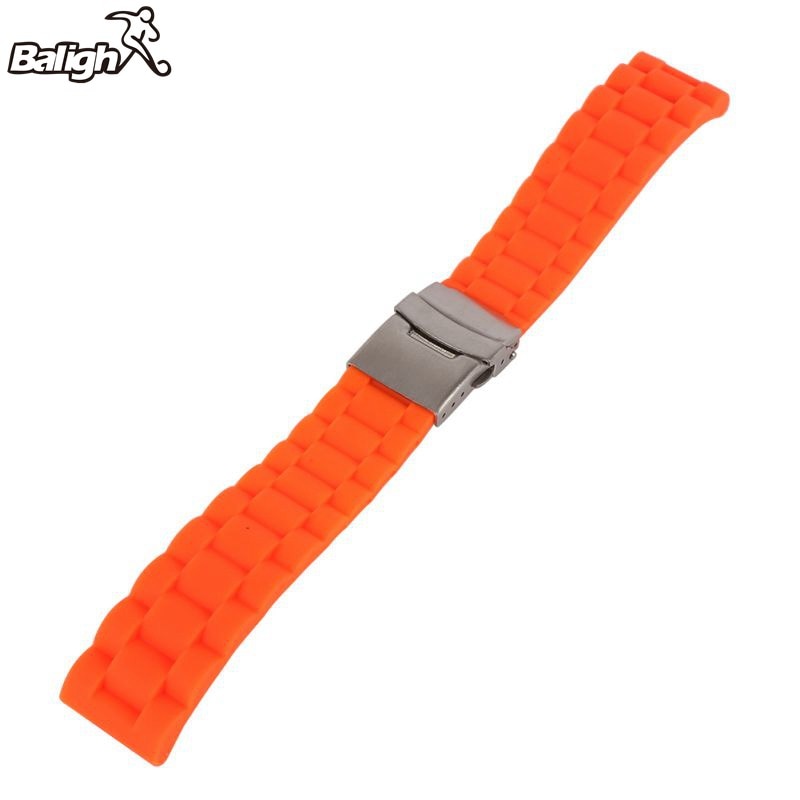 /Est/homme Silicone caoutchouc montre bracelet de montre bracelet étanche avec déploiement fermoir rouge Orange bleu café