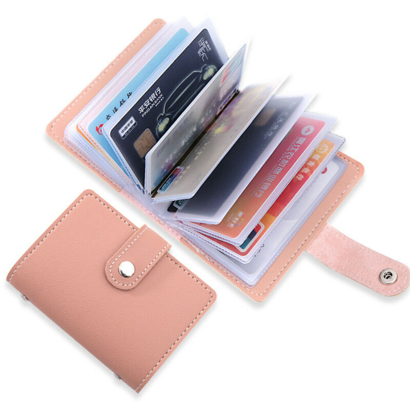 Vrouwen 26 Kaarten Tas Slanke Pu Lederen Id Credit Card Holder Pocket Case Purse Wallet Business