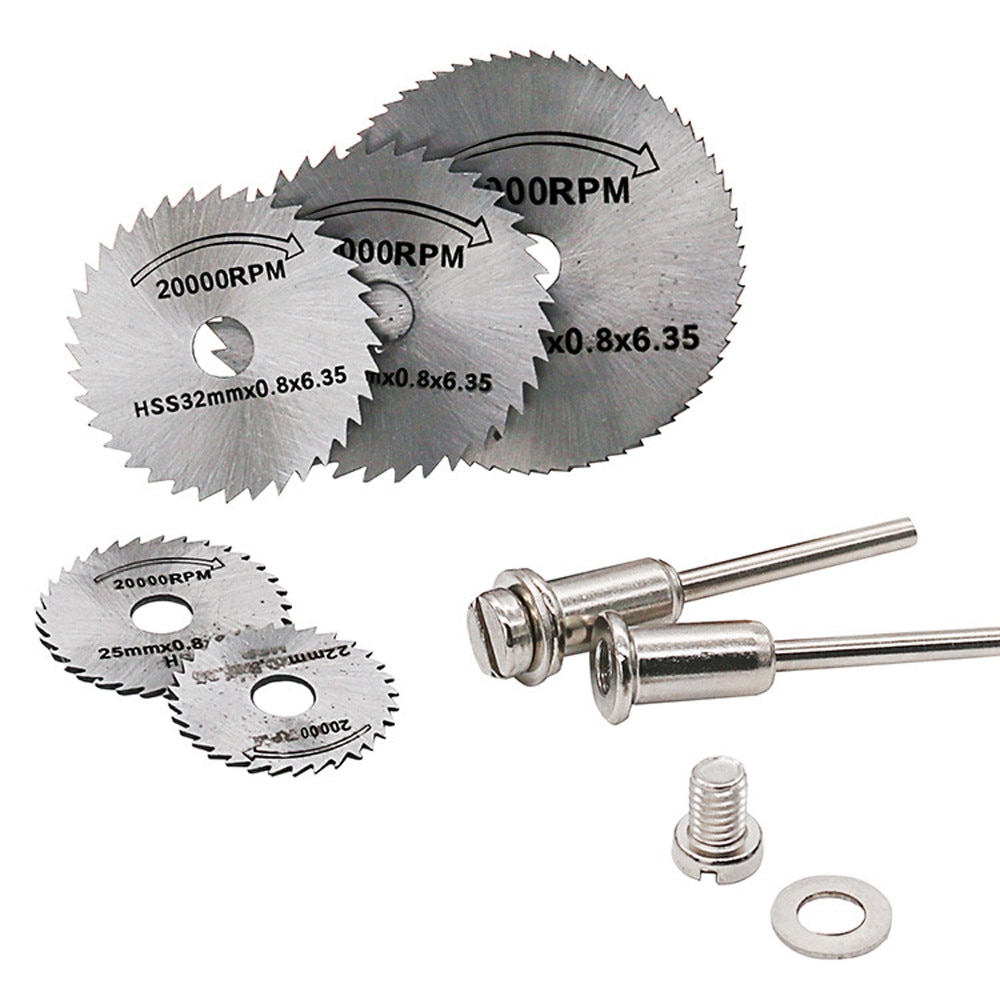 5x Hss Circular Wood Cutting Saw Blade Discs + 2x Mandrel Drill For Rotary Tool Hss High Speed Steel Circular Saw Blades
