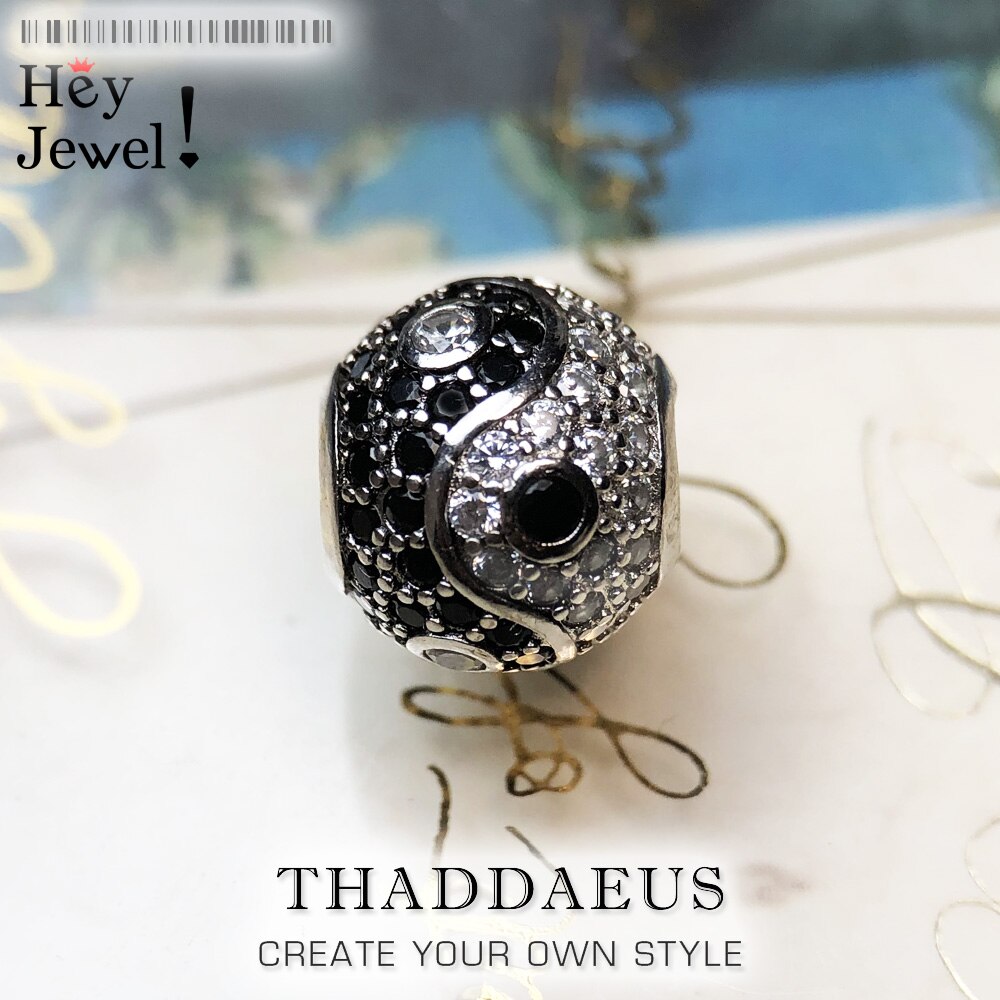 Kralen Yin Yang Pave Micro Pave Ball Charm Bead Voor Vrouwen Diy Fijne Sieraden Maken Mannen Zilveren Sterling Europa kraal