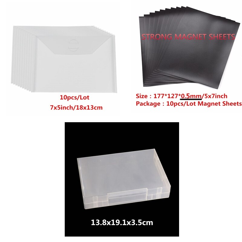 Rectangle Plastic Storage Box Bag Magnet Sheet Organizer for Storing Cutting Dies Clear Stamps DIY Making Template Set: 9