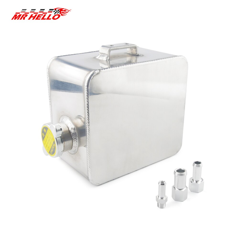 2L Litre Polished Alloy Header Expansion Water Tank &amp; Cap WATER HEADER TANK Coolant Overflow Tank Reservoir Kit