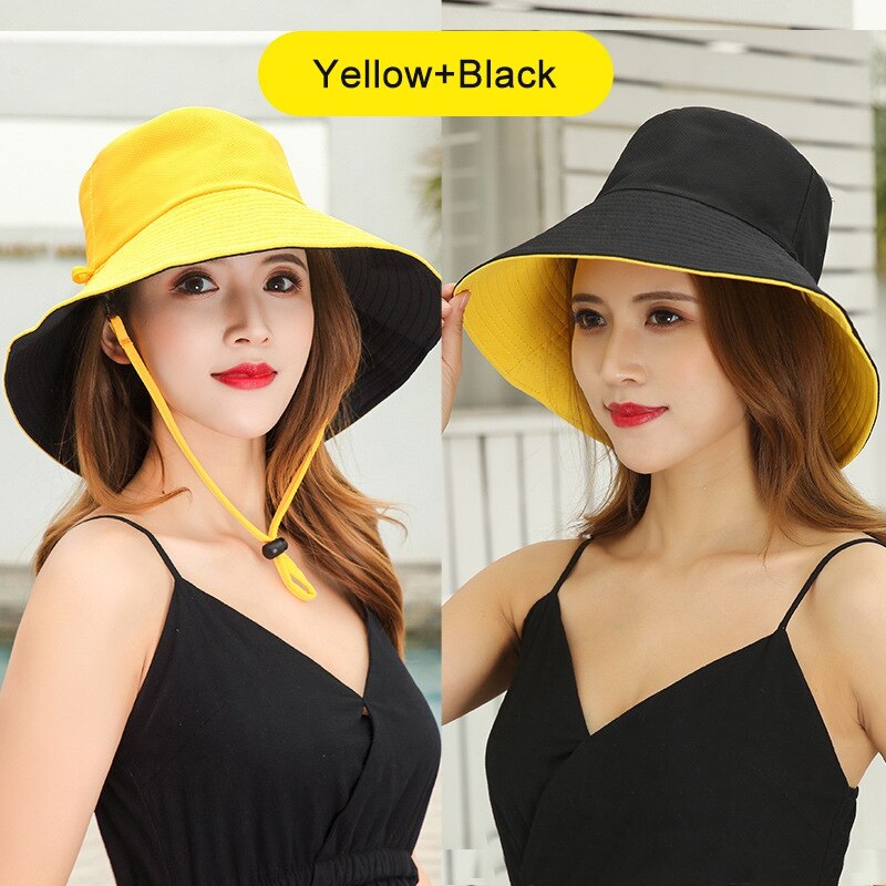 Bucket Caps Adult Cotton Sports Caps Double Side Wide Brim Flat Top Fisherman's Golf Hat Travel Apparel Accessories Tennis Caps