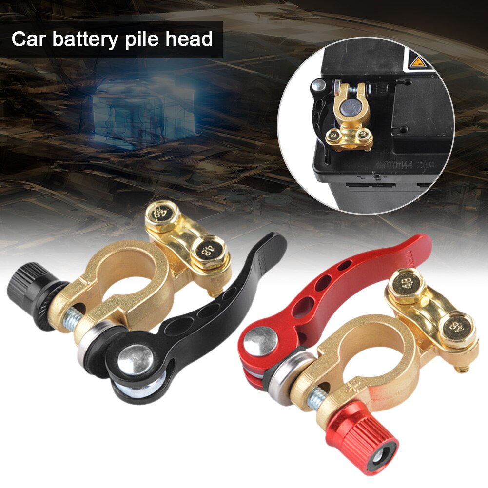 1Pair Quick Disconnect Car Battery Terminal Brass Cable Post Terminal Quick Release Shut-Off Connectors