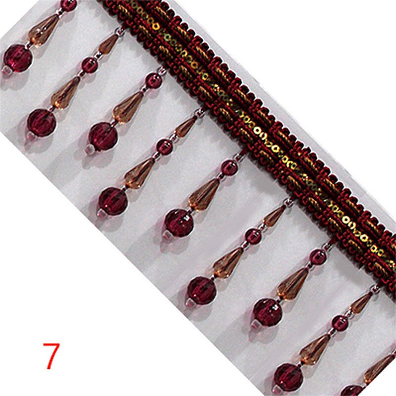 3 Meter Crystal Beaded Curtain Fringe Tassel Trim Upholstery Craft Acrylic Pendant Edge Lampshade Upholstery Trim Decor: 7