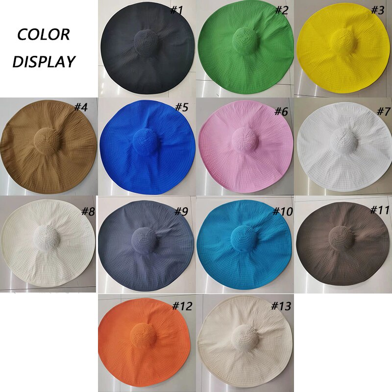 Chapeau en tissu à Large bord de 70CM pour femmes, surdimensionné et pliable, idéal pour la plage ou les voyages, à la