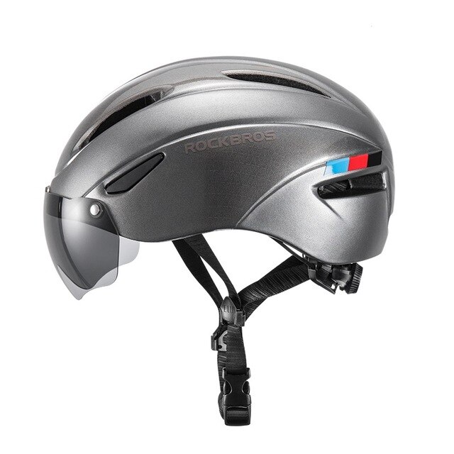 Rockbros Mannen Vrouwen Racefiets Helm Fietsen Eps Integraal Gegoten Helm Mountain Mtb Fiets Veiligheid Helm Met Bril Lens: Titanium