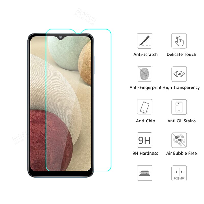 2 pezzi di vetro temperato per Samsung Galaxy A12 pellicola protettiva in vetro per Samsung 12 Galaxy 12 A 12 custodia protettiva in vetro