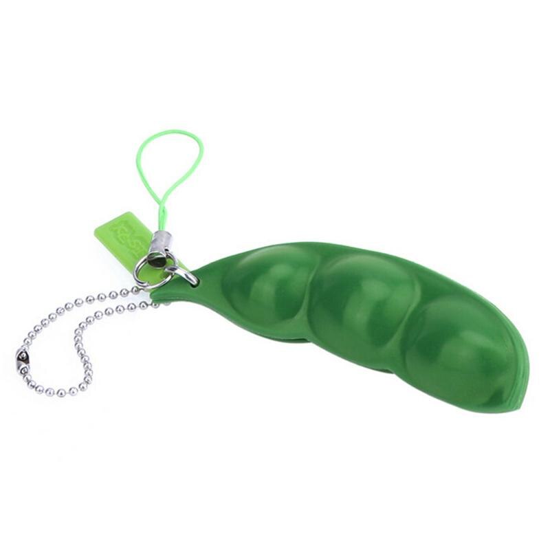 1pc Infinite Squeeze Edamame Bean Pea Expression Chain Key Pendant Ornament Stress Relieve Decompression Toys antistress