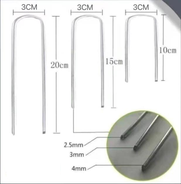 Trädgårdspinne silvermetall u-form trädgårdsklammer trädgårdsmarkspik film fasta pinnar trädgårdsredskap filmpinne landskapsspikar: M / Guld-