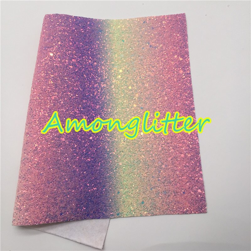 Amonglitter Rainbow hojas de tela de cuero grueso de brillo, tejido brillante para bolsas y zapatos de lazos de bricolaje 21x29cm tamaño A4 MB013A: 11