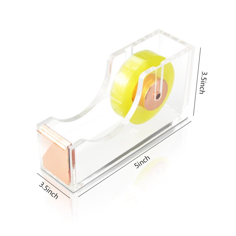 Deluxe Acrylic Office Desktop Tape Dispenser Clear Rose Gold