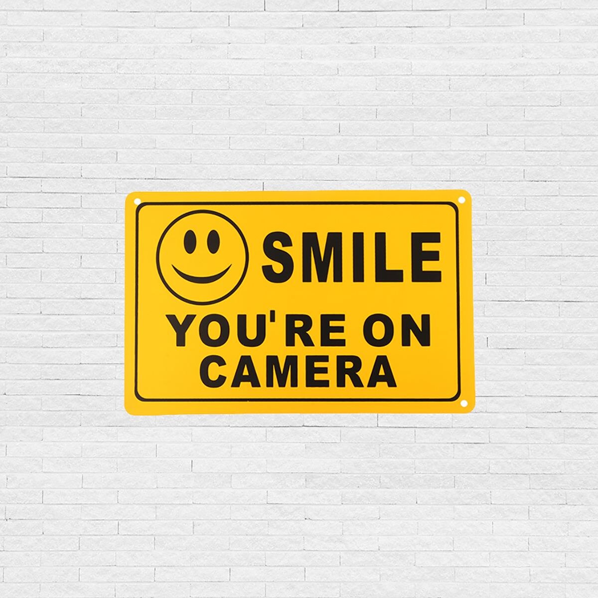 Safurance 2x smil du er på kamera virksomhet advarsel sikkerhet gult skilt 11 " x7 "  /28 x 18cm sikkerhet cctv overvåking