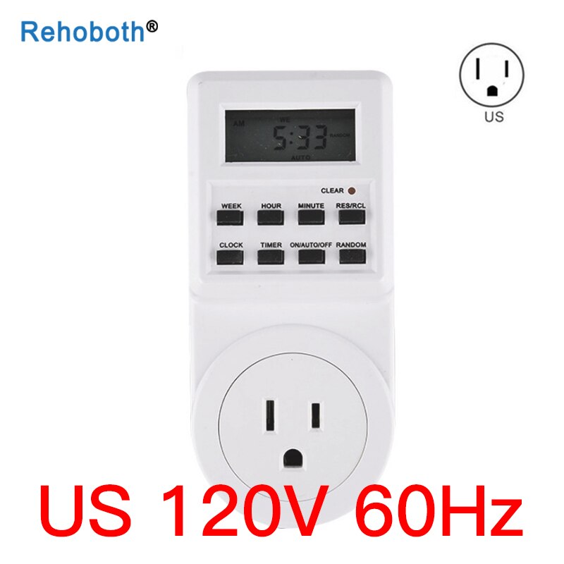 Elektronisk digital timer kontakt stik 24 timer cyklisk eu uk au us br fr stik køkken timer udtag programmerbart tidsindtag: Os   ac120v