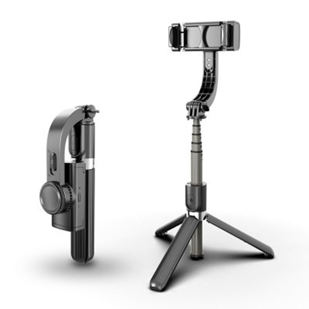 Håndholdt gimbal stabilisator anti-shake bluetooth selfie stick holder justerbar stativ smart telefonholder til ios android штатив: Sort