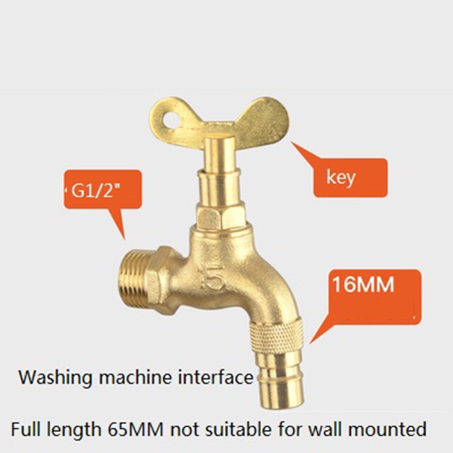 Wall Mount Brass Bibcock Washing Machine Tap Outdoor Garden Faucet With Lock Washing Machine Faucet car wash Faucet: D