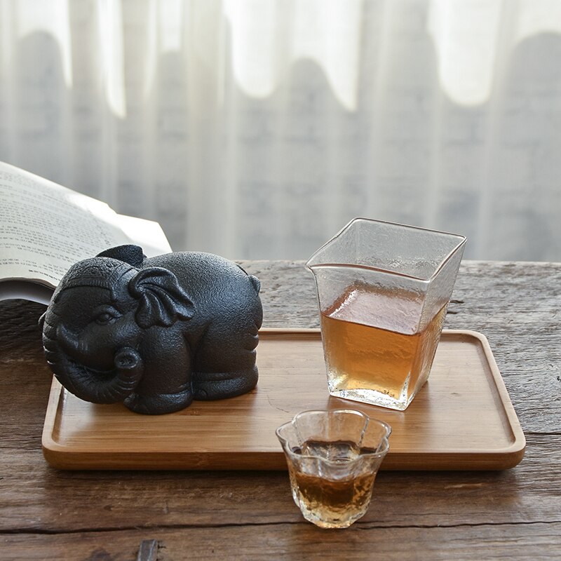 Accessoires pour le thé en céramique | TANGPIN, crockry noir, animaux éléphant mignon, théières en porcelaine, accessoires pour le thé