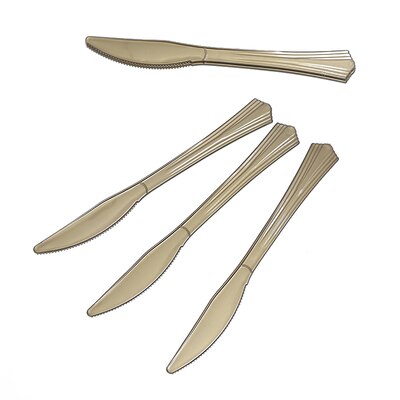 Utensílios de mesa descartáveis para festa de aniversário, decoração de crianças, chá de bebê, bolinhas douradas: knife-10pcs