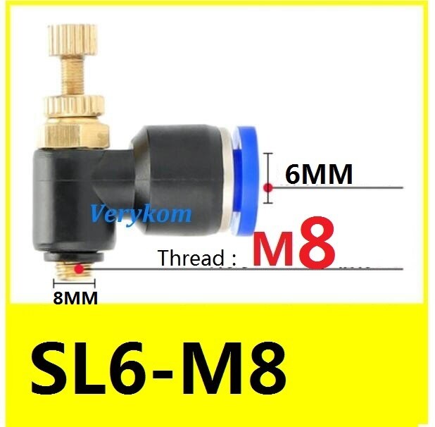 10pcs/lot SL6-M5/M6/M8 SL4-M3 SL8-M5 PSL6-M5 SL4-M5 Pneumatic Cylinder Throttle Valve Air Speed Controller Flow Adjuster PSL4M5A: SL6-M8A
