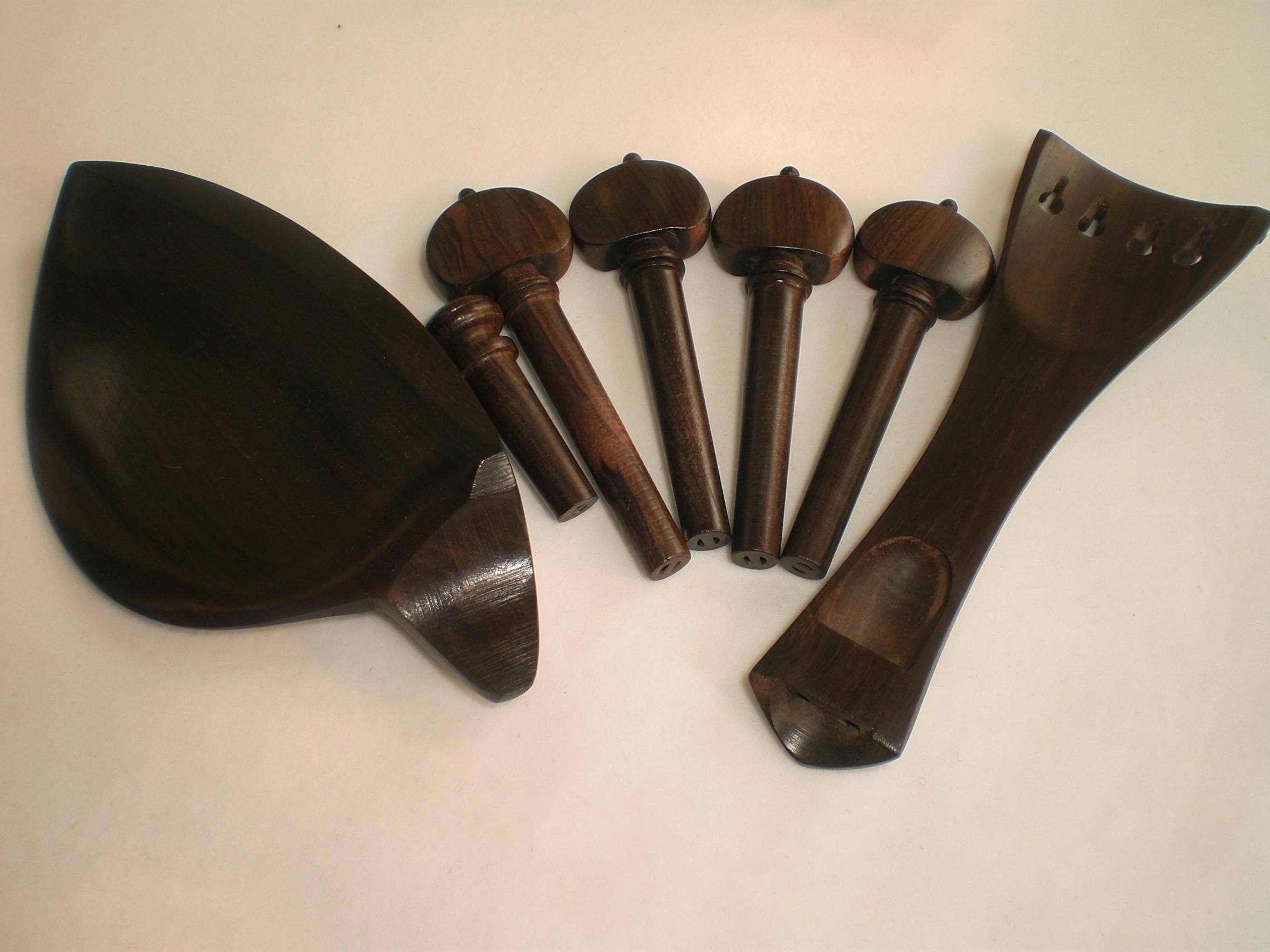 2 Sets Ebony Violin Fitting Natural Color with Pegs Tail Piece Chin Rest 4/4