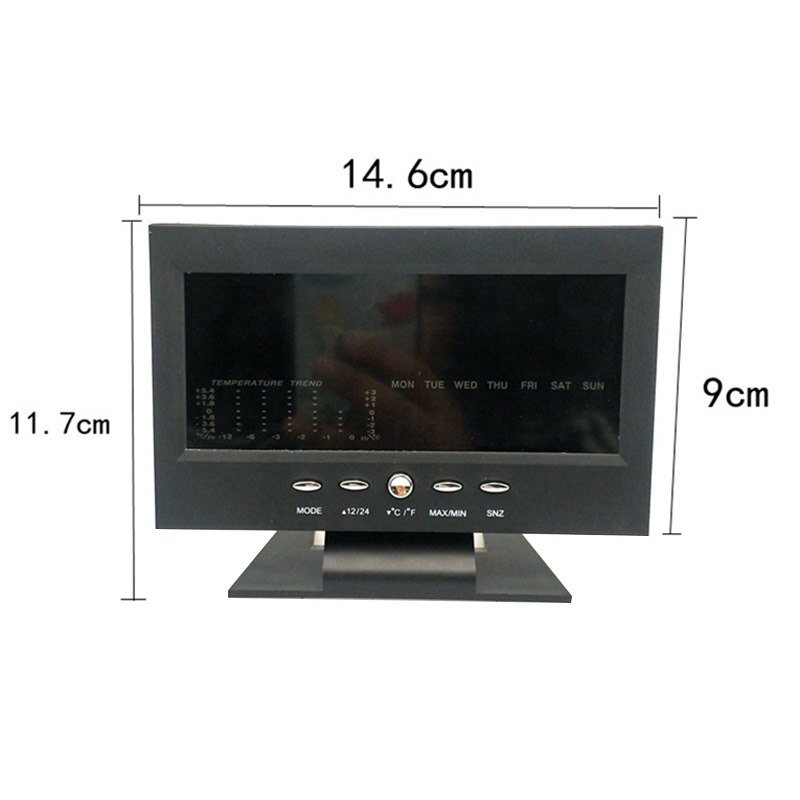 LED Temperature Humidity Meter Clock Digital Display Weather Forecast Calendar Alarm P7Ding