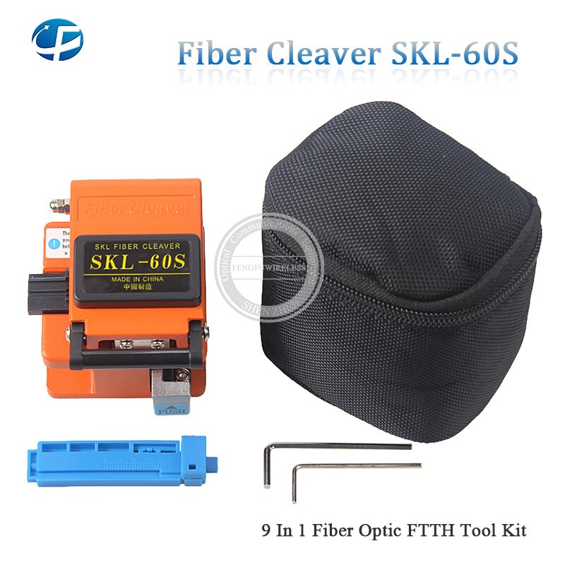 9 In 1 Glasvezel Tool Kit SKL-60 Cleaver,70dBm ~ + 10dBm Power Meter, mini 1Mw Rode Pen, Stripper CFS-2/FO-IS Tool