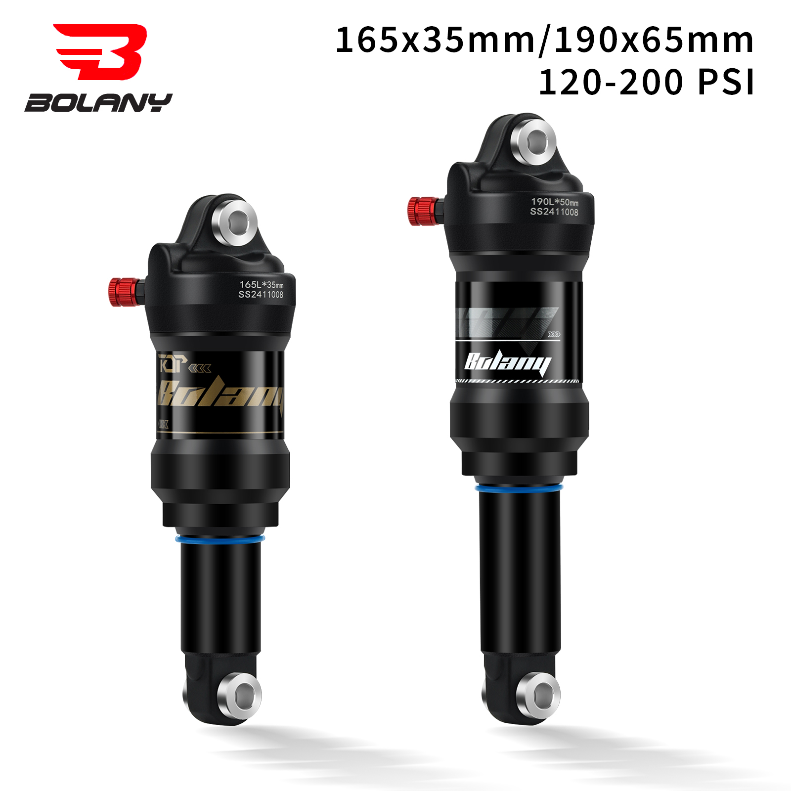 BOLANY MTB Air Rear Shocks Absorber 165x35mm 190x65mm Mountain Bike Air Suspension Absorber Hydraulic Shock Bike Parts Downhill