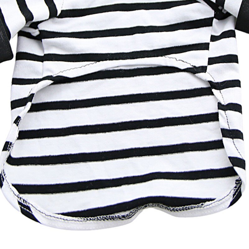 Dog Striped shirt Summer Pet Clothes Comfortable Cotton Dog Clothes Black and White Stripes Small Pet T shirt P