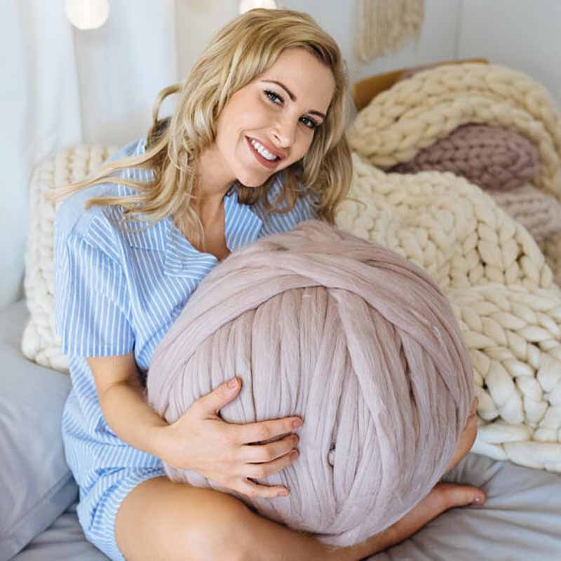 Fabrikant Diy Dikke Wol Hand-Gebreide Acryl Lijn Bal Arm Gebreide Deken Wollen Deken Sofa Cover Dikke Draad Deken