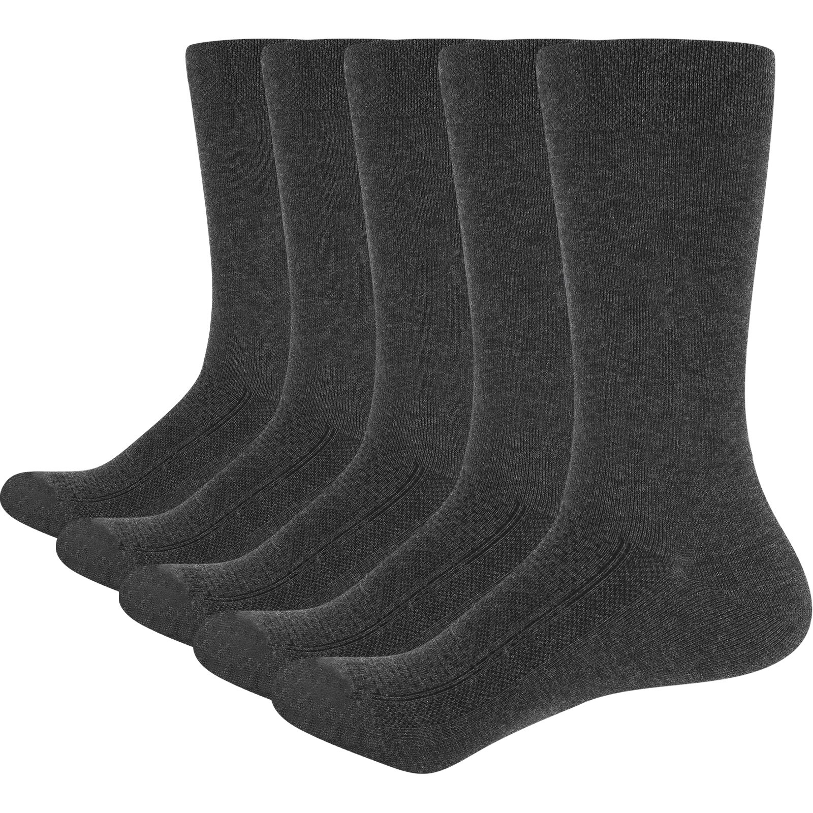 YUEDGE-Calcetines de algodón peinado para hombre, de estilo informal medias cómodas, ideal para ir a la Oficina, hacer deporte, hacer senderismo, 5 pares: 1906DGY / XXL(US 11-13)