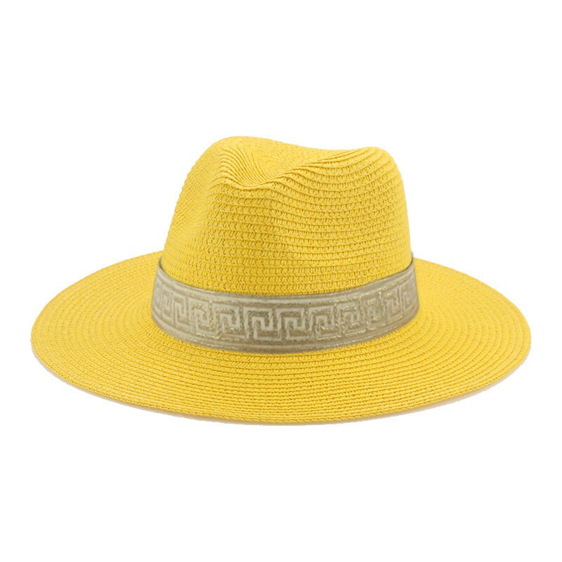 Cappelli per donna cappello a secchiello cappello estivo da donna cappello da sole solido cappelli di paglia fascia cappelli da spiaggia Casual per uomo cappello estivo Sombreros De Mujer: yellow