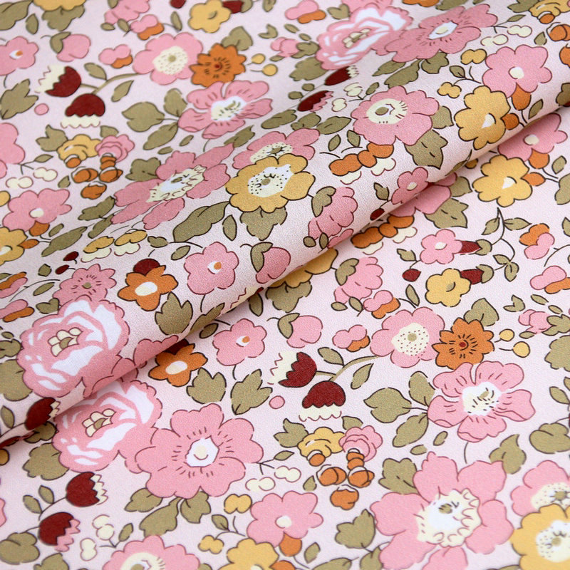 Citrongula blommor betsy ana små blommor tryck liberty tyg london liberty tana lawn bomull specialanpassat tyg för gör-det-själv: Rosa