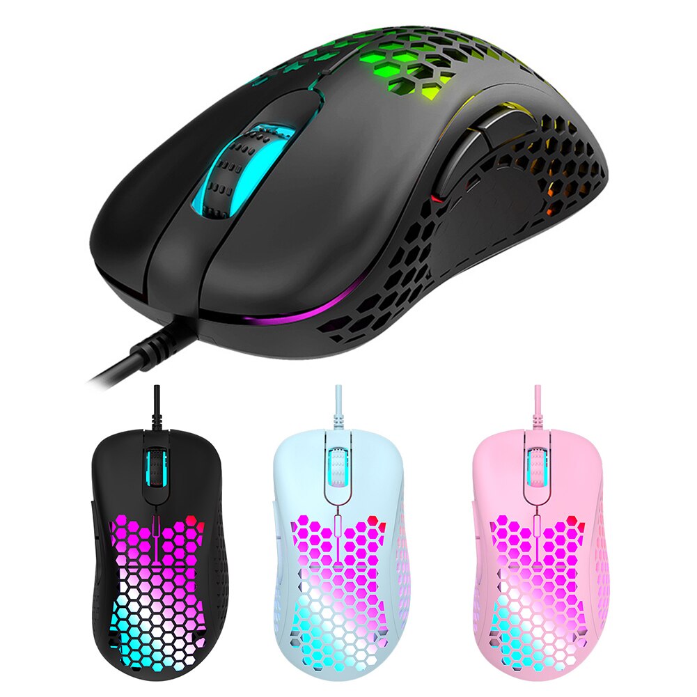 M65 Colorful RGB Light Weight Wired Mouse Hollow-out Honeycomb Shell Gaming Mouce Mice 6 DPI Adjustable 6 Keys