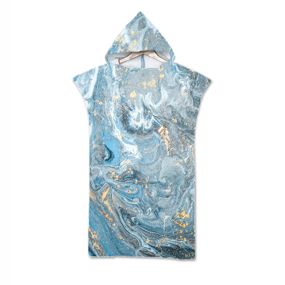 Fluss Gold aufbringen Mikrofaser Gedruckt Mit Kapuze Strand Schlecht Handtuch Für Erwachsene freundlicher Schnell Trocken Schwimmen Schwimmbad Poncho Mantel Bademantel: M / Elfenbein