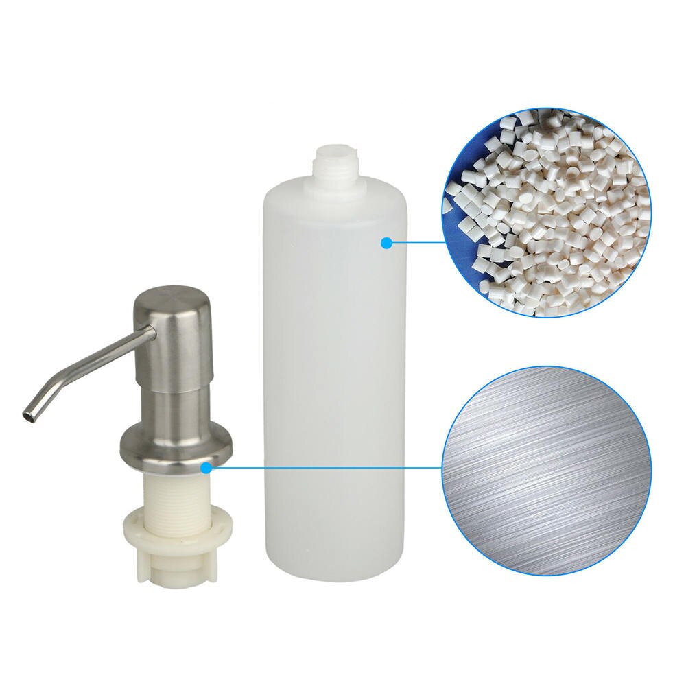 Soap Dispenser Kitchen Sink Soap Hand Liquid Pump Bottle 10.7" X 2.16" ABS+Stainless Steel Stainless Steel Soap Dispensers