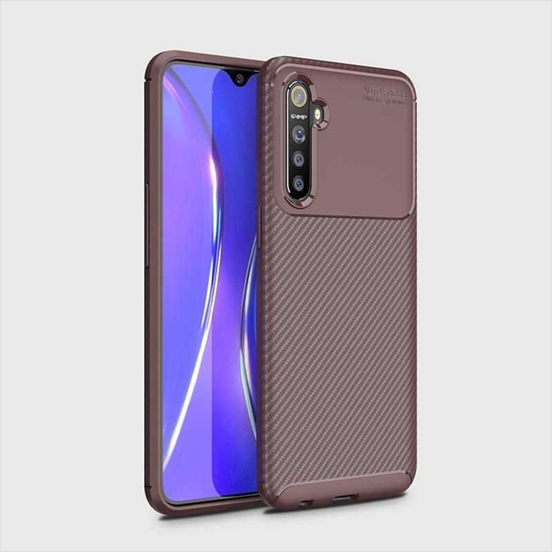 Für Realme XT fallen Original Ultra dünne Kohlenstoff fiber Weiche TPU Stoßfest fallen Rügestochen Zurück Abdeckung Für OPPO Realme X k3 fallen X2 Abdeckung: Pro Realme K3 / Kaffee