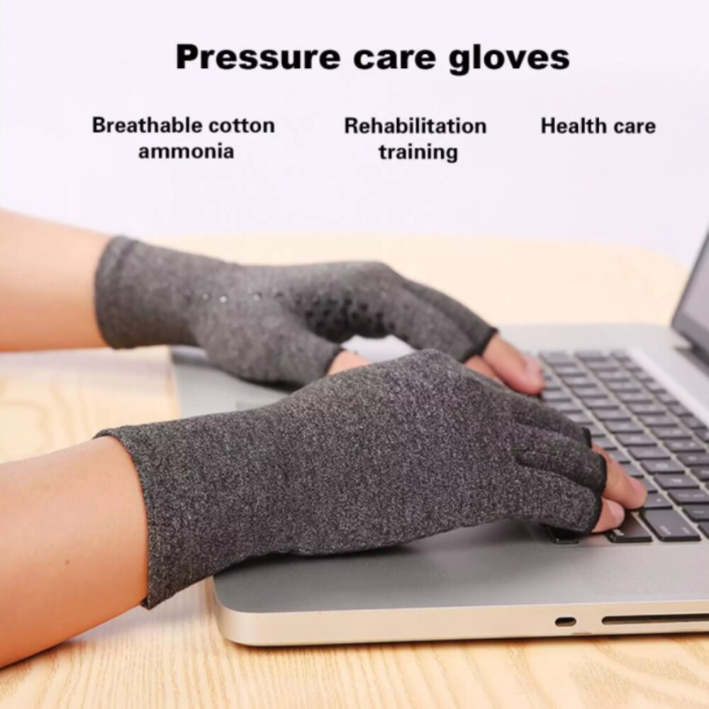 2PCS Compression Arthritis Gloves Joint Pain Relief Hand Gloves Cycling Half Finger Protective Motorcycle Fingerless Gloves